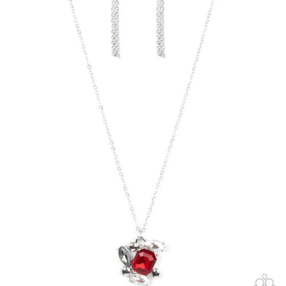 Paparazzi Prismatic Reflection Red Necklace & Earrings Set
